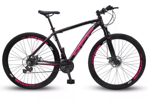 Mountain bike OFF Aro 29 Firefly aro 29 15" freios de disco mecânico câmbios OFF cor preto/rosa discovery