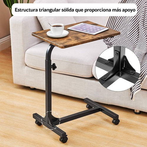 Mesa lateral ajustável Gomyhome para laptop com rodas vintage marrom