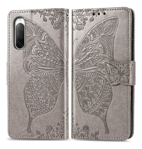 Para Sony Xperia 10 Ii Butterfly Love Flower Embossed Horizo