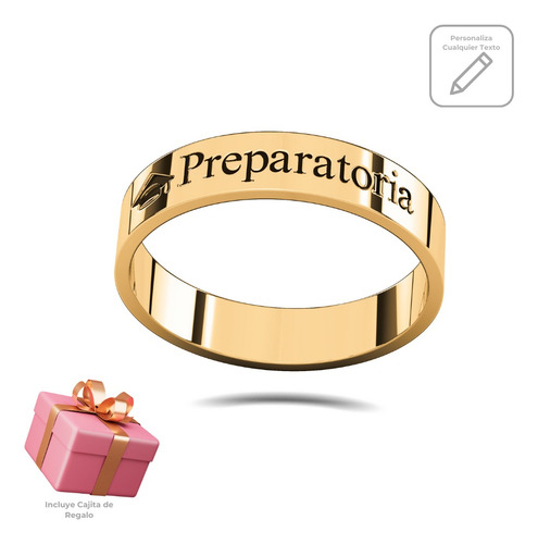 Anillo Graduación Birrete Nombre Peronalizado Oro 10k