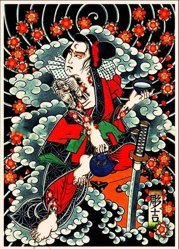 Tatuaje De Samurai/geisha Pintura Diamante Arte Japonés Ukiy