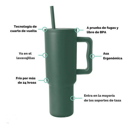 Norplat Tumbler 1180ml Vaso Térmico 40oz 1180ml Con Bombilla