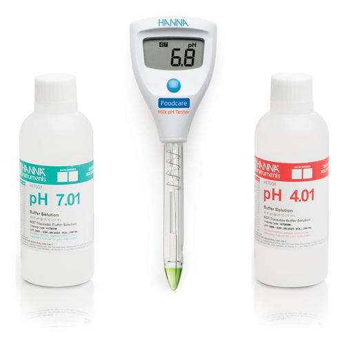 Tester De Ph En Leche Hi981034 + Soluciones Calibración Marrón