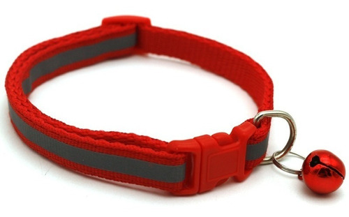 Collar Gato Perro Reflectivo Mascota Cascabel  Rojo