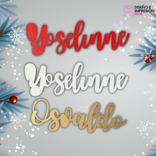 3 Nombres Personalizados Adorno Para Árbol De Navidad Rojo