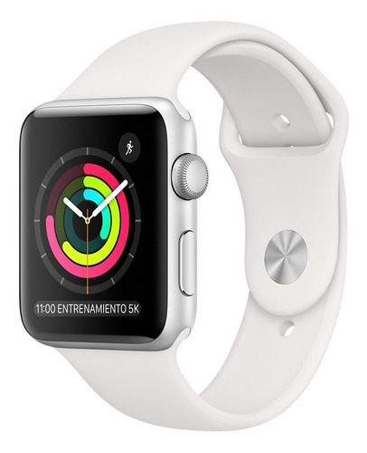 Apple Watch Series 3 (GPS) - Caja de aluminio plateado de 42 mm - Correa deportiva blanco