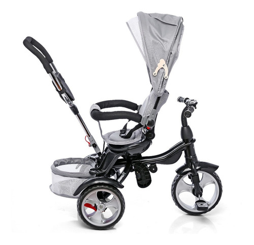 Triciclo Felcraft Spin Asiento Gira 360 Manija Canasto Color Gris