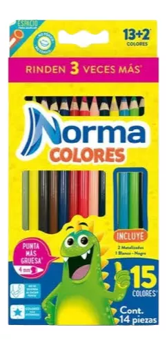 Lápices De Color Norma Premium 15 Colores Largos