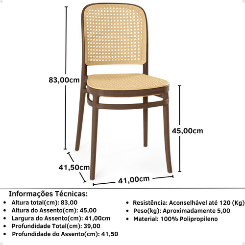 Mesa De Jantar Eiffel Preta 120x80cm Com 4 Cadeiras Roma Cor Marrom