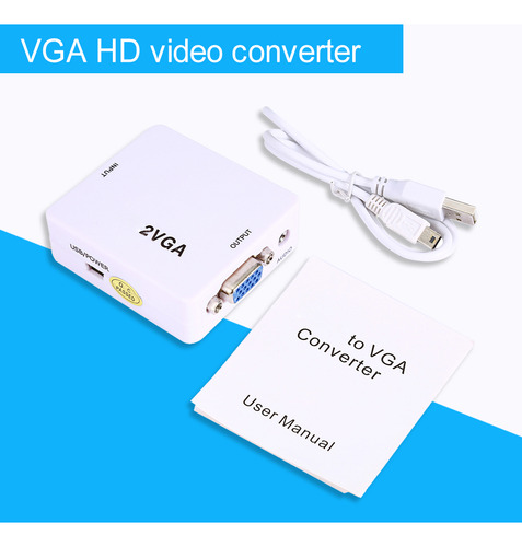 Mini Conversor Hdmi A Vga Hdmi 2 Vga Con Cable Usb 1080p