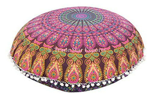 Large 32  Round Pillow Cover, Decorative Mandala Pillow Sham