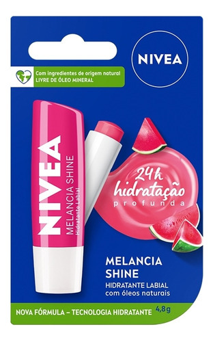 Hidratante Labial Melancia Shine Nivea 4,8g Óleos Naturais