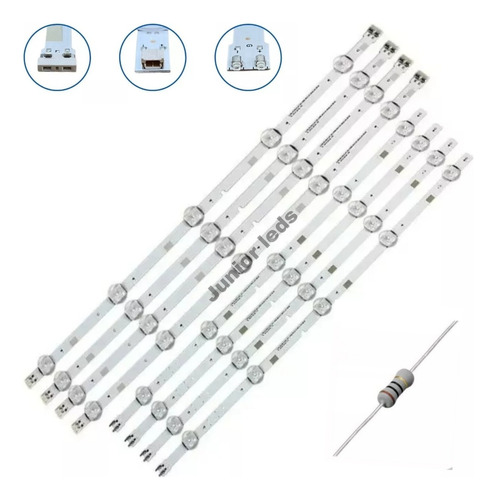 Kit 8 Barras Leds Un49j5200ag Un49j5290ag  Novas C/ Nota Fis