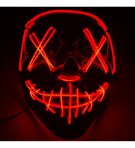 Mascara Led Neon Halloween Terror Cosplay Balada Carnaval Cor Vermelho