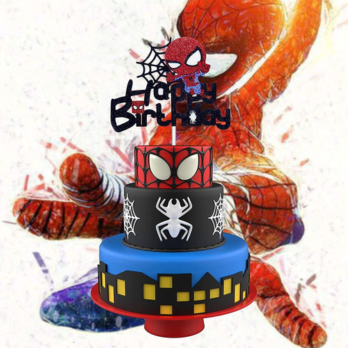 Hakpuotr Spiderman - Decoración Para Tarta De Feliz Cumpleañ