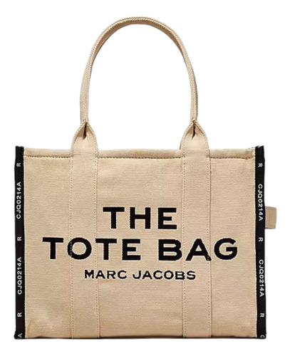 Bolsa Para Dama The Tote Bag Marc Jacobs Large Original Acabado de los herrajes Plata Color Beige Diseño de la tela Liso