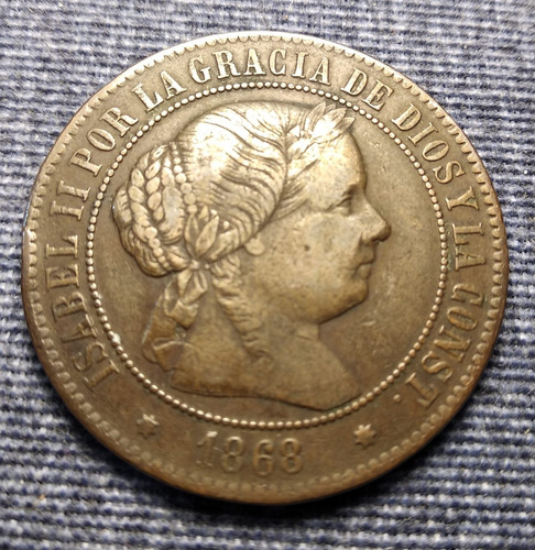 Moneda Extranjera, 5 Céntimos 1868, País España, Sevilla 7 P