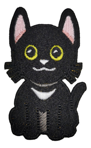 Parche Bordado Gato Negro Gatito Adherible Coser Planchar