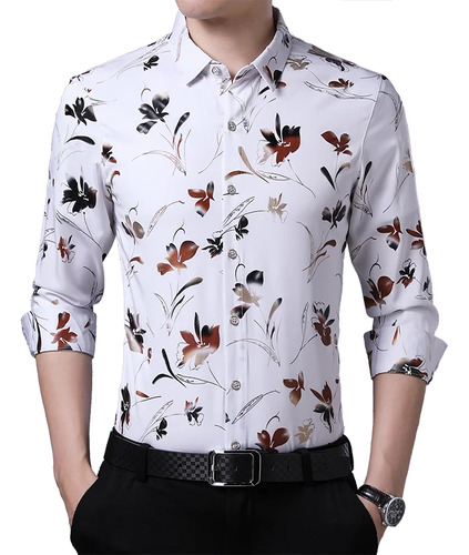 Camisa De Vestir Con Estampado Floral Masculino Camisas De M