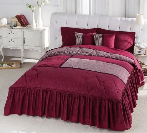 Colcha Milan Vino Matrimonial C/2 Cojines