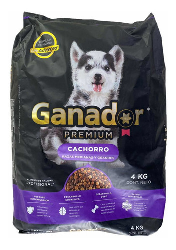 Ganador Premium Cachorro De 4 Kg Razas Medianas Y Grandes