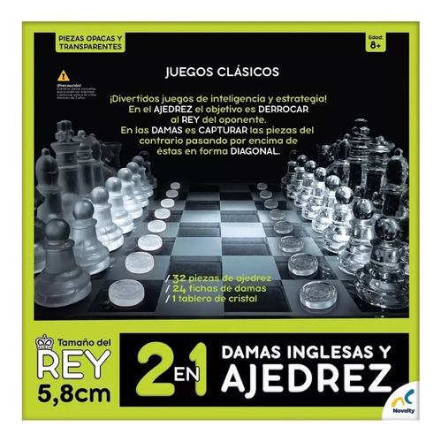 Juego De Lujo 2 En 1 Ajedrez Y Damas Inglesas De Cristal