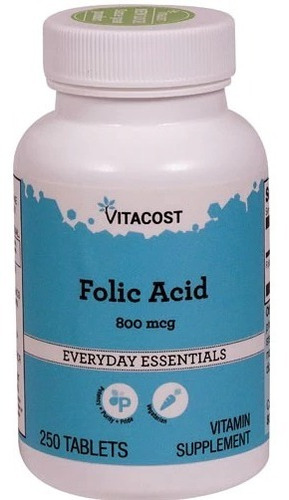 Ácido Fólico Vitacost  800 Mcg  250 Tabletas