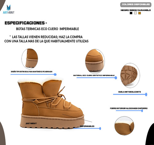 Botas Termicas Casual Forro Termico Pantubotas Invierno