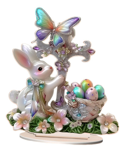 Letrero De Mesa Con Escena De Huevo Y De Pascua