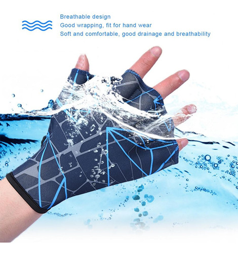 1 Par De Guantes Entrenamiento Natación Acuática Azul Buceo