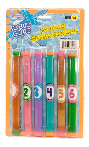 Set De 6 Sticks Sumergibles De Colores  Vulcanita 8924