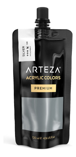 Arteza Pintura Acrilica Color Plateado - Bolsa De 120 Ml