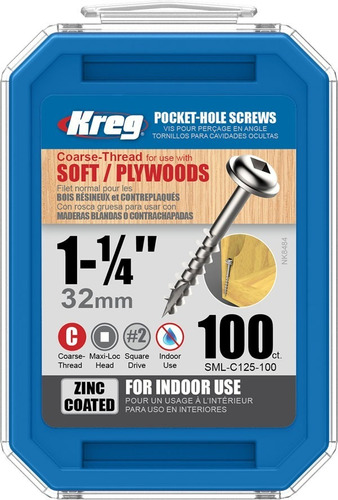 Imagen 2 de 6 de Sistema Kreg Tornillos 32 Mm 11/4 X 100 Unidades C125