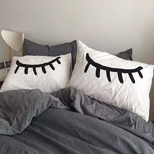 Linda 2 Funda Almohada Algodon Blanco Diseño Ojo Cerrado San