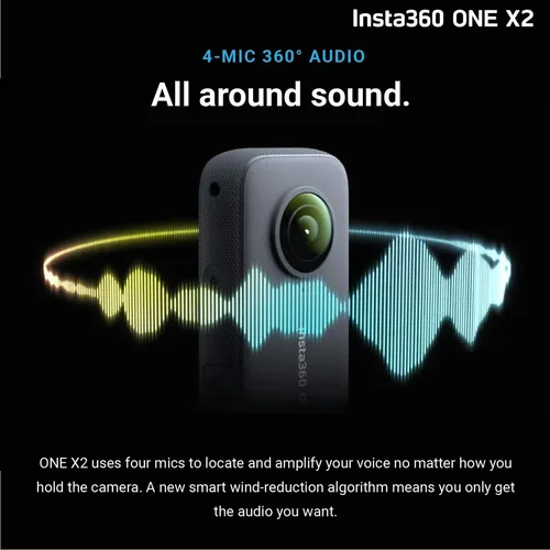 Insta360 One X2 360 Cámara Con Visualización Táctil - 5.7k30 360 Video, Modo De Cámara Frontal Constante, Foto De 18mp 360 + Instapano | El Paquete Incluye Adaptador De Montaje Para Gopro Ecosystem Y