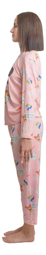 Set 2 Piezas Pantalón Camiseta Pijama De Mujer Estampada Sal