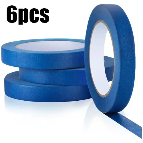 Cinta Adhesiva De Pintor Azul - 4 Rollos De 50m X 24mm, Resistente Al Calor Y UV, Para Trabajos De Pintura Y Bricolaje