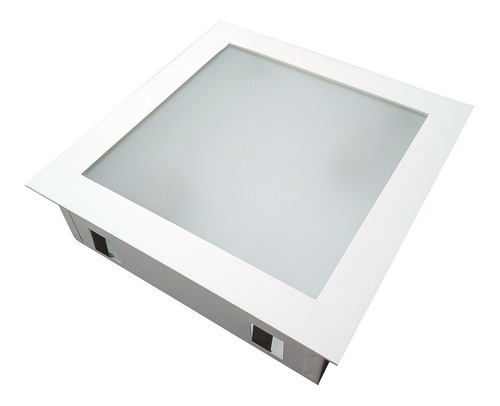 Plafon Embutir Com Vidro Interno Quadrado 20x20 Estrutura Branco