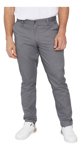 Pantalón Hombre Slim Fit Bolsillo Chino Gris Corona