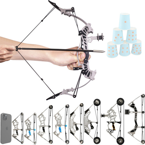Juego De Arco Compuesto Y Flechas Lth/rth 15-42 Cm Tiro Blan Plateado Ambidiestro