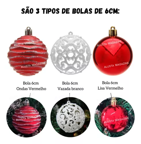 Bola de Natal Lisa Vermelha 8 Peças 6cm Enfeite para Arvore