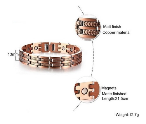 Pulsera Manilla Magnética Cobre Hombre Mejor Salud Y Energía
