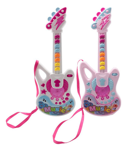 Guitarra Mágica Luz Sonido Juguete Musical Niños 661h Env Gr Color Blanco