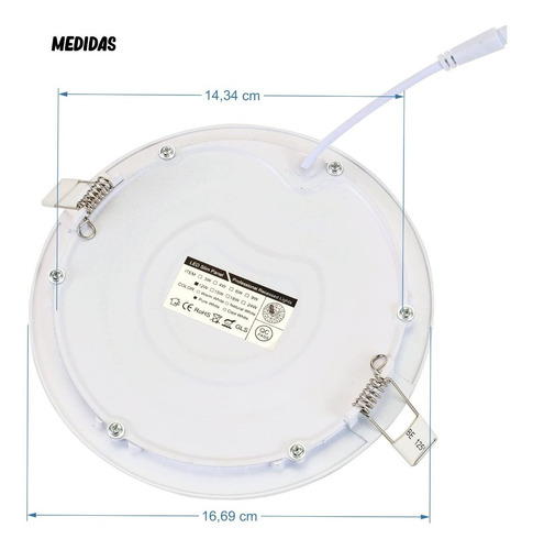 Imagen 5 de 9 de Panel Led 12w Redondo Incrustar Luz Blanca