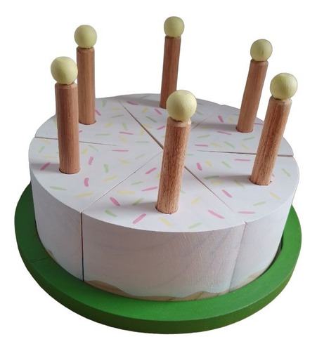 Torta Cumpleaños Madera Juguete Didáctico Montessori.