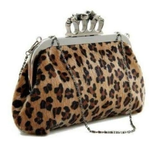 Cartera Sobre Animal Print Con Anillos De Calaveras