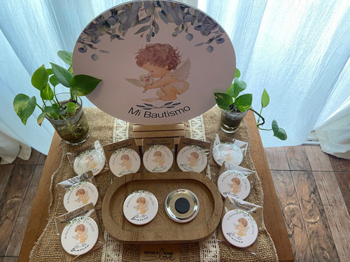 30 Llaveros/imanes Pines Personalizados Bautismo Nacimiento Blanco Ángel
