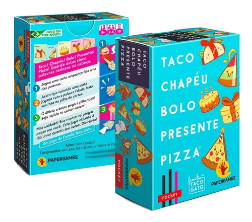 Place Games Taco Chapéu Bolo Presente Pizza + Cartas Promo Jogo de Cartas  PaperGames J060