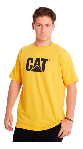 Polera Manga Corta Hombre Cat Logo Tee Amarillo Cat