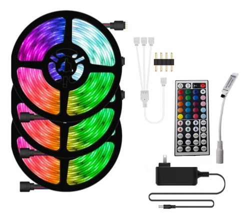 Kit Tiras Led Rgb 5050 15 Metros Control 44 Teclas Fuente